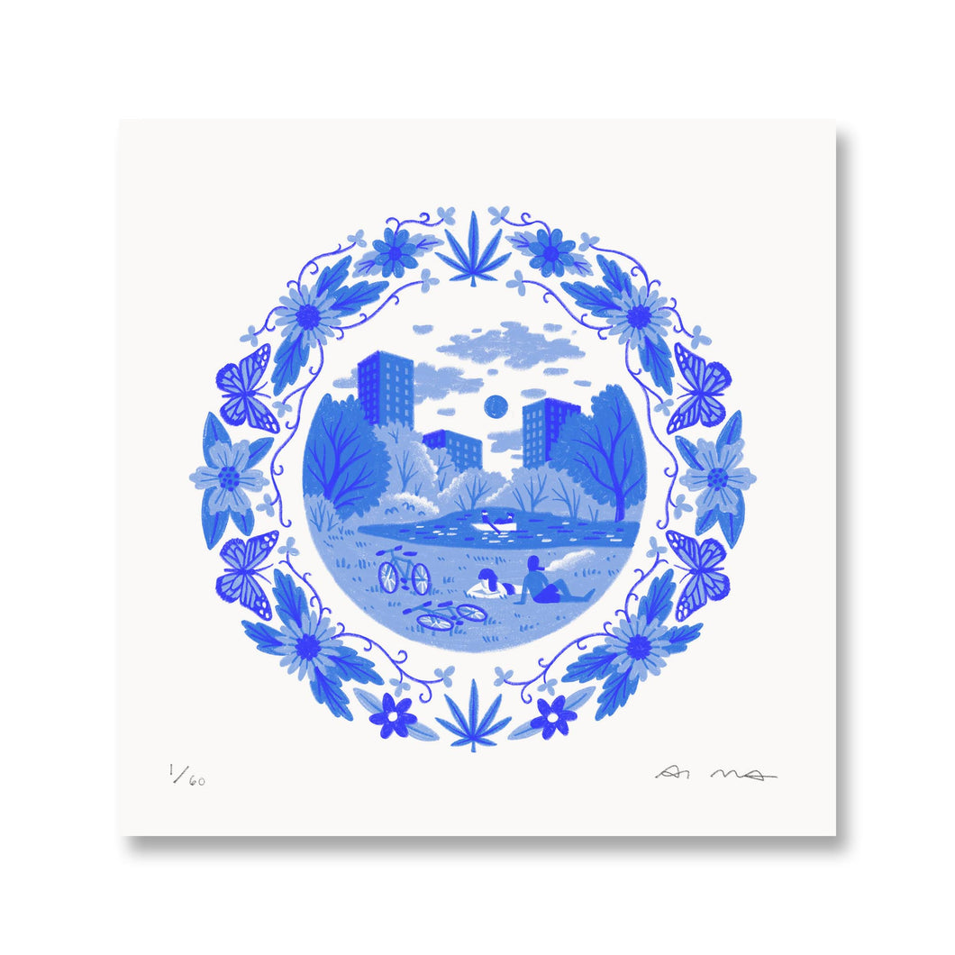 Summer in the Park Delftware Print